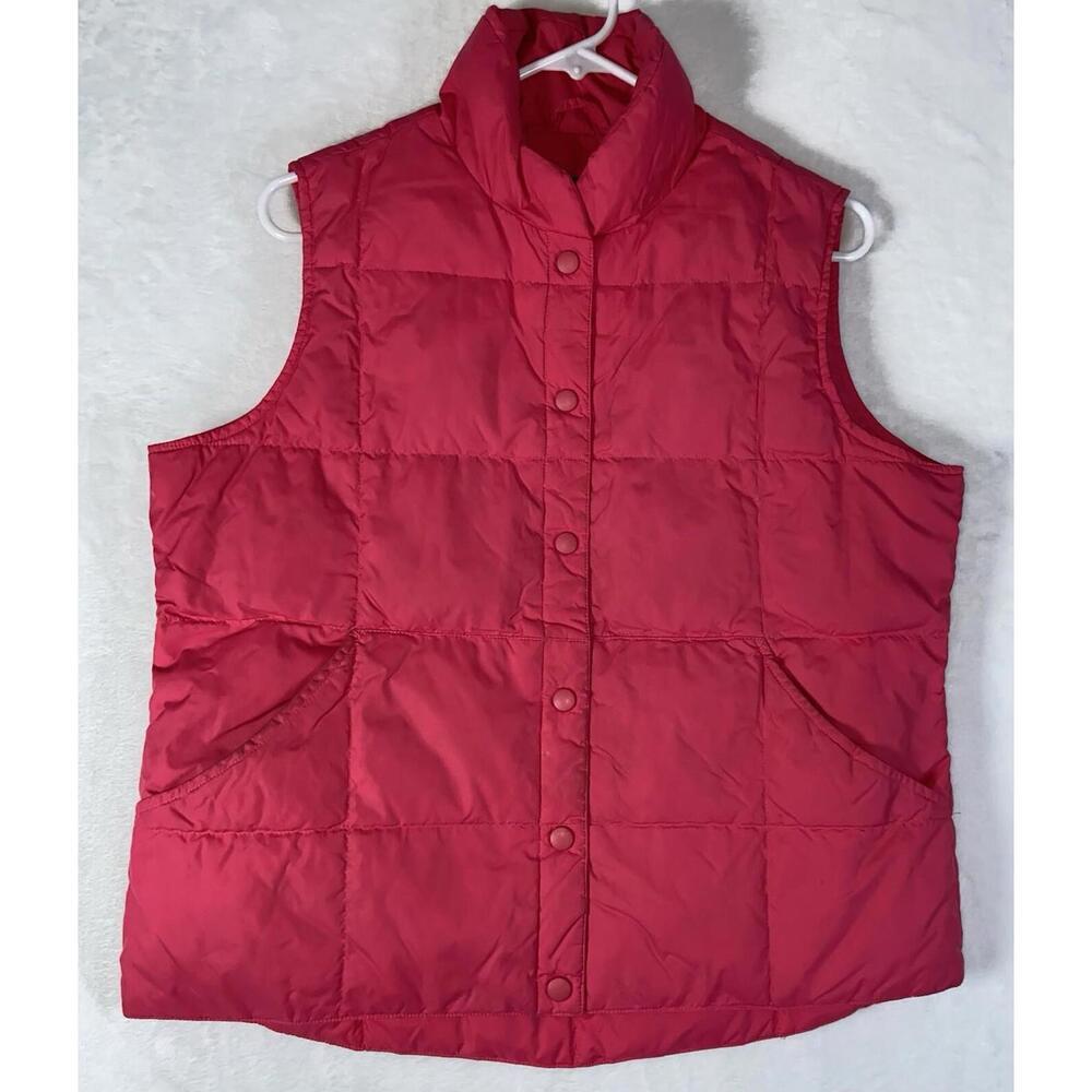 Lands End Women MP 10 12 Petite Vest Quilted Puffer Feather Filled Jacket *read